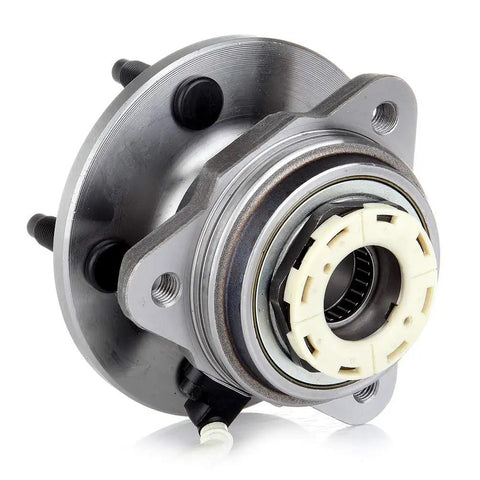 Close-up of a Front Wheel Hub Bearing Assembly 515027 For Ford Ranger 1998 2000 And Mazda B4000 1998 2000 With ABS 5 Lug