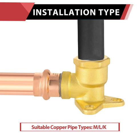 Pack of 5 EFIELD 1/2 in copper press-fit x 1/2 in female NPT drop-ear brass elbow fittings