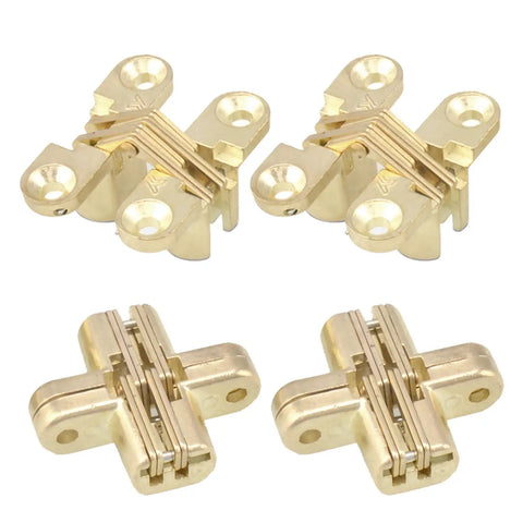 Ultra Thin 41x36mm Hidden Cross Concealed Hinge Set Of 4 For Frameless Kitchen Cabinets And Folding Doors Invisible Hardware
