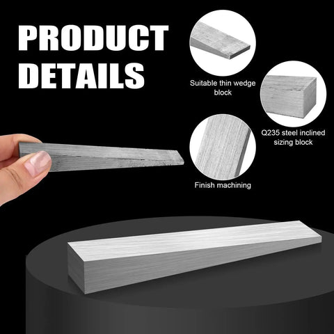 Close-up of 12 Pcs Flange Wedge Set In Stainless Steel One Half By Three Quarters By Four Inches Beveled Right Angle Wedges for Precision Positioning