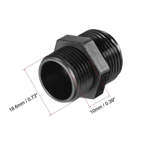 Black PG11 6 Hole Cable Gland Nylon Joint, shown with dimensions, waterproof IP68 rated, rugged, dustproof, corrosion resistant.