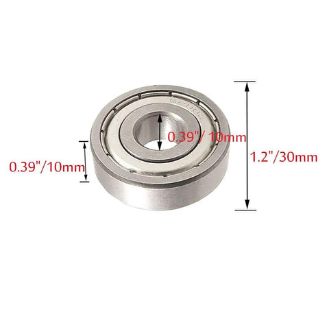 6 Pieces 6200 ZZ Deep Groove Ball Bearings With Double Metal Seal Pre Lubricated 10mm x 30mm x 9mm chrome steel, side view