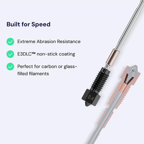 Close-up of High Flow 0.6mm Prusa Nozzle For MK4 XL 3D Printer ObXidian Brass Variant with abrasion resistance features