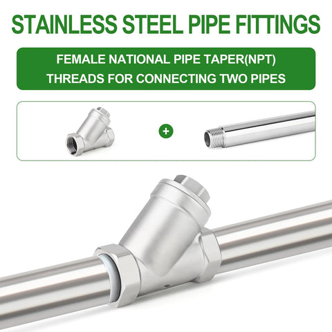 TAISHER 304 stainless steel 1/4 in NPT female WYE check valve on stainless pipe