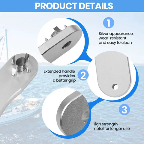Hammer Activated Hole Punch Tool For Boat Bimini Covers And Canvas Awnings, silver metal details with extended handle