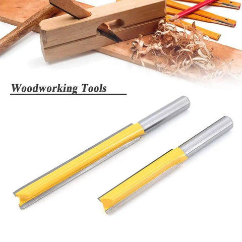 Two Piece Extra Long Straight Router Bit Set With One Quarter Inch Shank, Double Flute Grooving Bits For Trimming And Milling