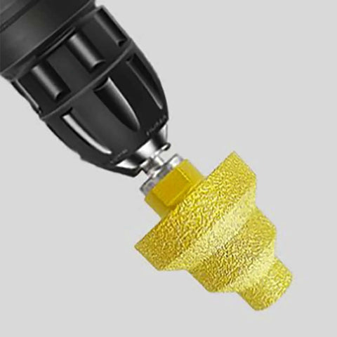 Diamond Brazed Step Drill Bit Set 20mm 35mm 50mm Cone Core Bits for Concrete Tile Marble Gold Finish mounted on drill