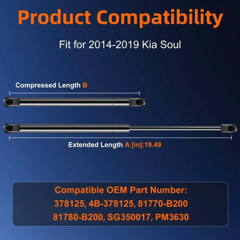 2 Pack Liftgate Replacement Lift Supports For Kia Soul 2014 To 2019 Tailgate Rear Hatch Trunk Shock Struts OE Style 81770B2000 Compatible