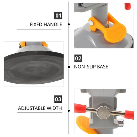 Close-up of Multi Functional Rotating Bench Vise with orange handle, non-slip base, and adjustable width for secure grip.