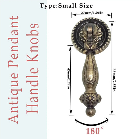 Two Pack Vintage Style Single Hole Drawer Pull Handles In Antique Bronze Finish With Screws For Furniture Cupboards And Dressers Zinc Alloy High Quality Hardware 65mm Total Length