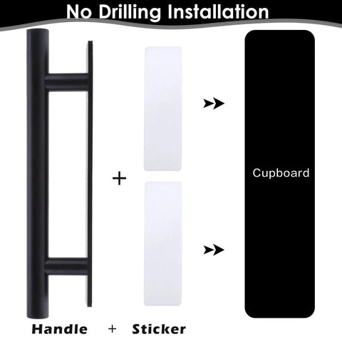 Diagram showing Self Adhesive Cabinet Handles Eight Pack ABS Plastic Drawer Pulls Stick On Cabinet Door Handles