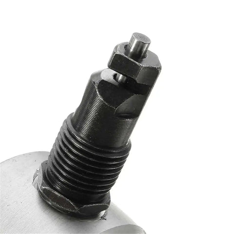 Close-up of Double Headed Sheet Metal Nibbler Cutter for drills, showing black steel cutting head attachment.