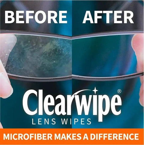 Comparison before and after using Microfiber Lens Wipes Pre-Moistened White 40 Count For Glasses And Screens