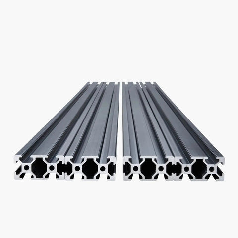 Four 39.4 Inch T Slot 2040 Aluminum Extrusion Profiles With Anodized Linear Rails European Standard Heavy Duty DIY Kit For 3D Printers CNC Machines And Laser Engraving Black, showing front view of rails.