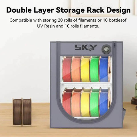 Premium Filament Storage Box With Hygrothermograph For 3D Printing, Dustproof And Waterproof Dual Layer Rack That Holds 20 Filament Spools
