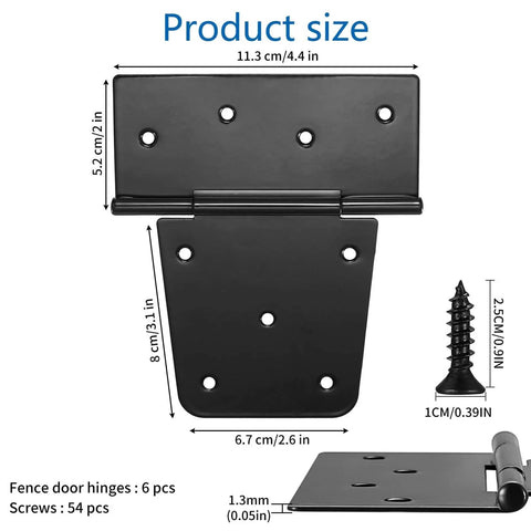 Heavy Duty Gate Hinges For Wooden Fences Set Of 6 Black Iron Barn Door Hinges For Wood Shed And Swing Gates With 54 Screws