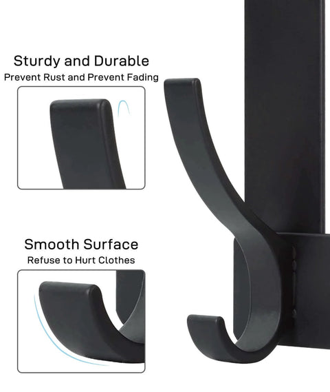 Close-up of a black hook featuring smooth surface and sturdy, durable design to prevent fading and rust