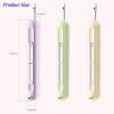 Upgraded Automatic Needle Threader Set 3 Pack, 2 In 1 Needle Threader And Seam Ripper For Hand Stitching shown in pastel colors