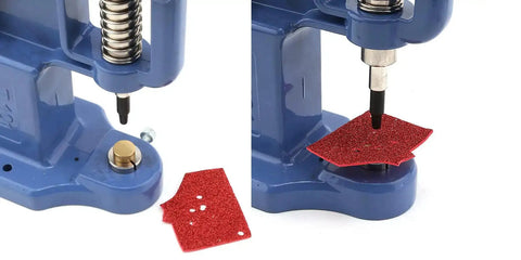 2mm 4mm 6mm 8mm 10mm Leather And Fabric Hole Punch Dies Set For Hand Press Machine demonstrating round holes in fabric