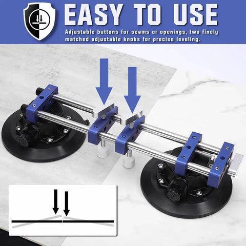 Seam Setter 2 Pack With 7-Inch Vacuum Suction Cups for seam joining and leveling on a countertop surface.
