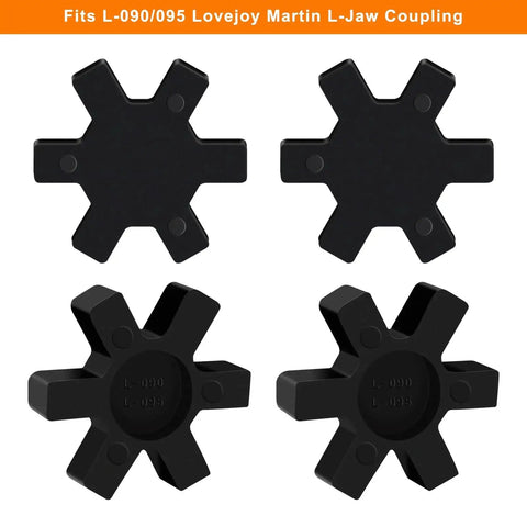 8 Pack MingQiEven L095 Rubber Spider Center Inserts For L Jaw Couplings, Solid Type Flexible NBR Gasket Set Black, Replacement Parts For Mechanical Power Transmission