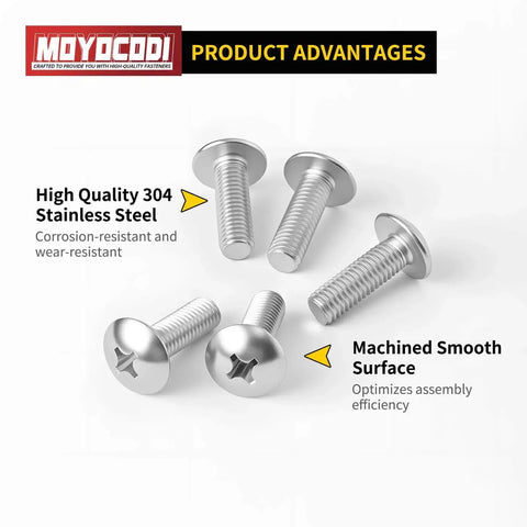 Truss Head Phillips Drive Machine Screws M4 X 10mm 50 Pack Fully Threaded Metric Bolts 304 Stainless Steel 18 8 Bright Finish