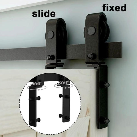 Bi Folding Sliding Barn Door Hardware Kit for Double 16 Inch Bifold Doors, Heavy Duty Wall Mount Rollers, 34 Inch Track, Matte Black