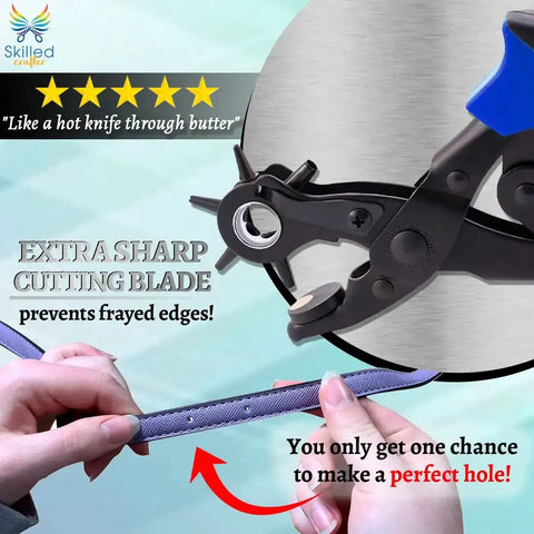 Using Pro Grade Belt Hole Punch Set With Ruler And Awl For Leather Craft Watch Straps And Bag Straps Fabric Eyelets Easy Belt Sizing