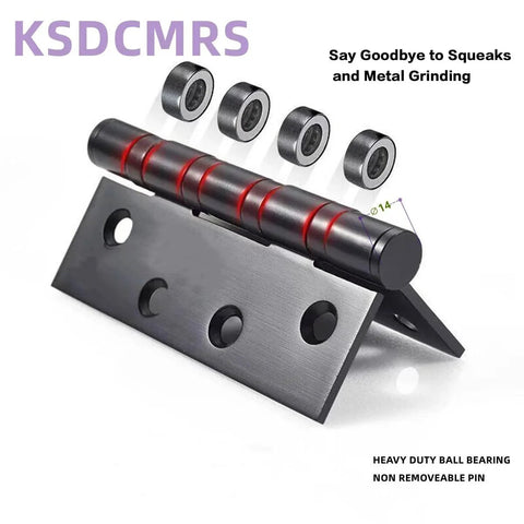 4x4 inch black door hinges with heavy-duty ball bearing, non-removable pin, square corner; 4-pack.