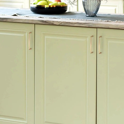 10 Pack Champagne Bronze 5 Inch Kitchen Cabinet Handles Made From Solid Zinc Alloy Durable Cabinet Pulls installed on cream cabinetry