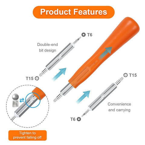 Doorbell Screwdriver Replacement With WiFi Password Reset And Battery Swap Easy To Use Handle In Bright Orange features