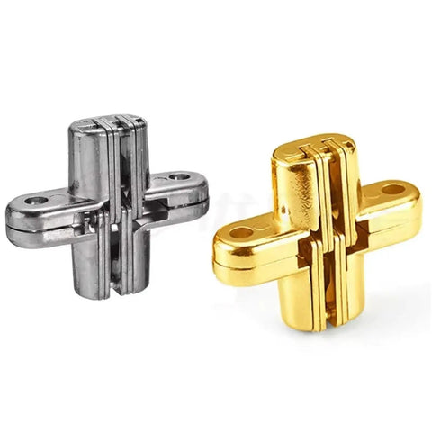 180 Degree Hidden Hinge Zinc Alloy Concealed Cross Door Hinge Kit For Cabinets And Furniture Invisible Mount 1pc Silver Low Profile Design