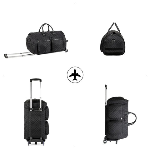 Rolling Garment Bag For Travel With Wheels Convertible Duffle Style Carry On Garment Bag Luggage Roller Bag Weekender Duffle Bag