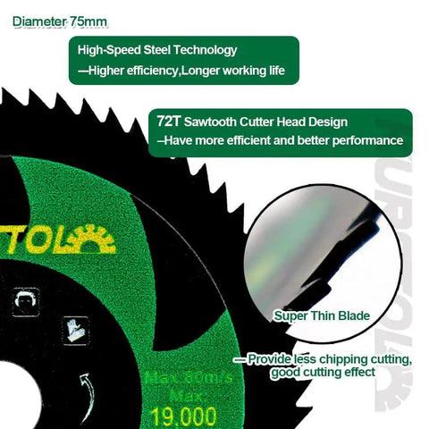 Close-up of Four Pack 3 Inch HSS Circular Saw Blades With 72 Teeth For Fast Clean Cuts On Copper Aluminum And Non Ferrous Sheet Metal
