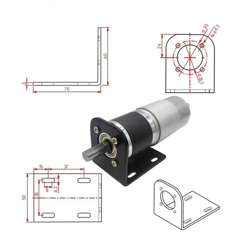 42 Millimeter DC Motor With Planetary Gearbox 12V 24V High Torque Reduction Low Speed High Power 7 To 1351 RPM Up To 200 Kg Load