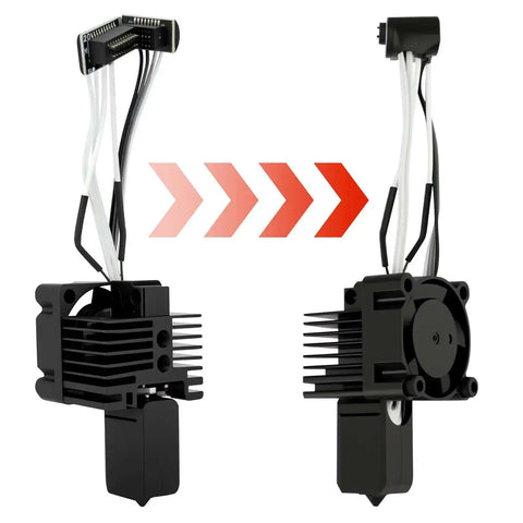 Front and side view of Plug-and-Play Hotend Replacement Kit For P1P And P1S 3D Printer Hardened Steel 0.4mm Nozzle and ceramic heater