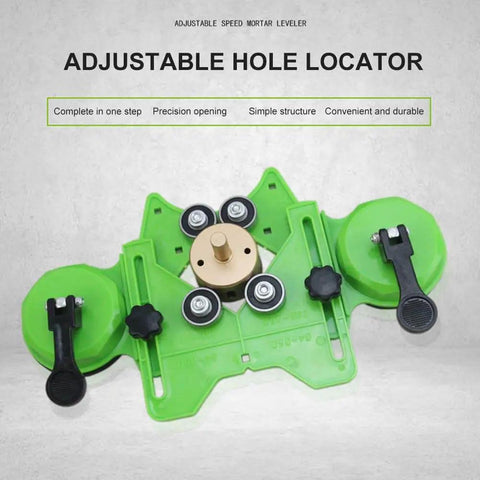 Pro Grade Adjustable Tile Hole Cutter Centering Locator Jig With Dual Vacuum Suction Bases for Ceramic Glass Marble Granite