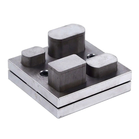 Versatile Alloy Steel Punch Die Disc Set for Jewelry Crafting and Metal Beading, shown with multi-size rectangular punches