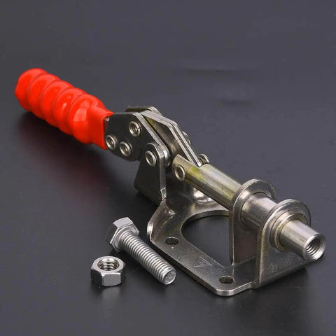 Toggle Clamp Quick Release Push Pull Type Beefy Heavy Duty Clamp with 300 lbs capacity, anti-slip rubber tip for woodworking, 304 stainless steel