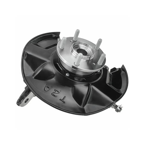 Front view of a steering knuckle and wheel bearing hub assembly for 2013-2017 Accord 3.5L, includes dust shield replacement 698-474