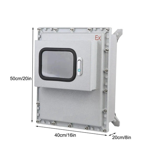 Heavy Duty Outdoor Explosion Proof Junction Box With IP66 Waterproof Rating, Viewing Window, Lockable Door, 40x50x20cm