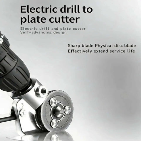 Close-up of Titanium Drill Nibbler Attachment for Beast Mode Fast Sheet Metal Cutting and Vinyl Slitting