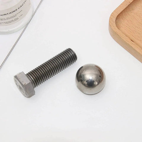 Stainless Steel Piercing Replacement Balls M6 Threaded Half Hole 10 12 Mm with bolt, polished surface visible.