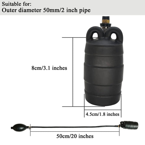 2 Inch Inflatable Sewer Test Plug With Self Contained Hand Inflator Natural Rubber Balloon Pipe Plug for Sealing Pipes