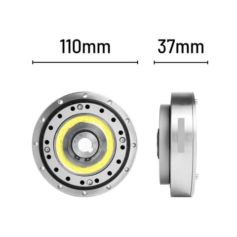Zero Backlash Harmonic Drive SHF 25 I Strain Wave Gear Reducer front and side view, dimensions 110mm x 37mm