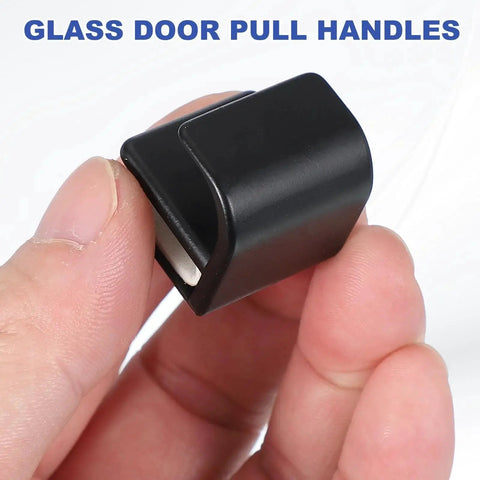 Close-up of black zinc alloy glass door pull handle, part of Fifteen Sixteenth Inch Glass Door Pull Handle Black Zinc Alloy Set Of Two.