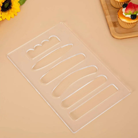 Six In One Charcuterie Board Handle Template, Acrylic Grab Handle Router Template For Woodworking, displayed on a table.