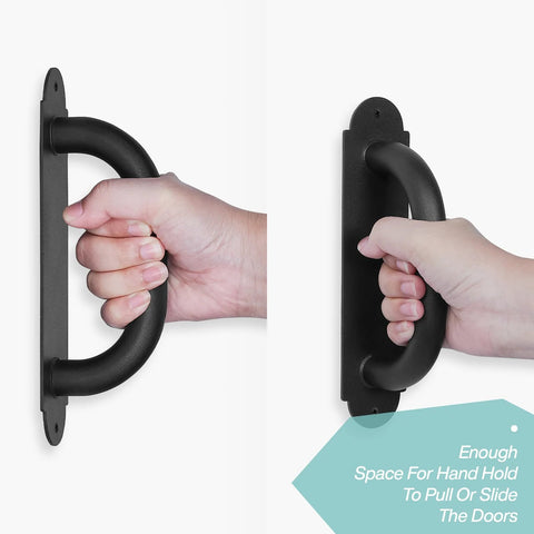 Two Pack 8 Inch Heavy Duty Door Pull Handles for Outdoor Metal Gates and Doors, Powder Coated Matte Black with Non Slip Grip