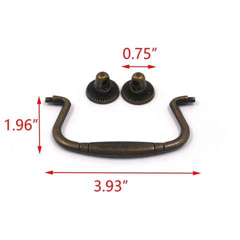 Antique Bail Pulls For Drawers And Cabinets Bronze Zinc Alloy Hardware With 3.1 Inch Center Spacing And 100x50mm Overall Size Includes Mounting Screws