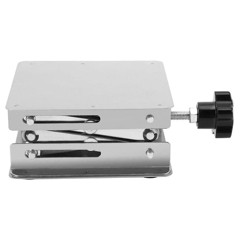 Side view of Two Pack 4x4 Lab Jack Stand Stainless Steel With Handwheel Expandable 50 150 Mm, showing the handwheel adjustment feature.
